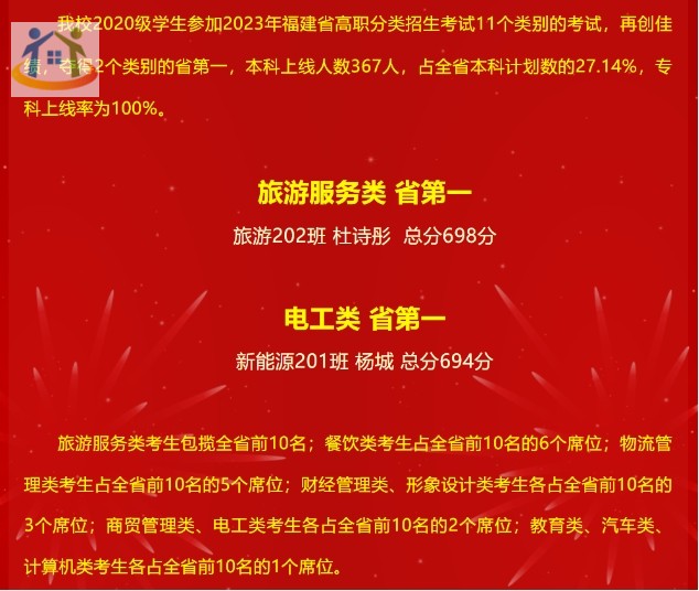 福建省旅游服務(wù)類升學(xué)率全省前十的中職學(xué)校有哪些？