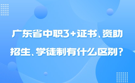 2024年廣東省中職3+證書、資助招生、學(xué)徒制有什么區(qū)別?