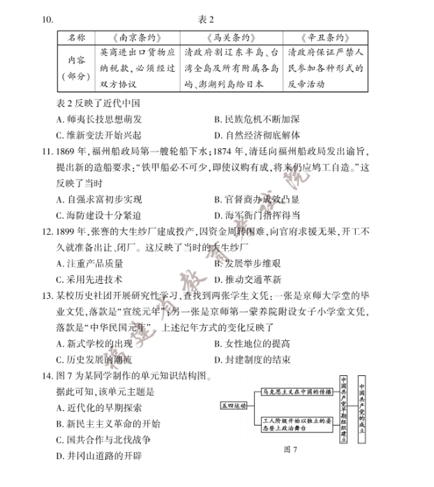 2023年福建中考?xì)v史真題試卷