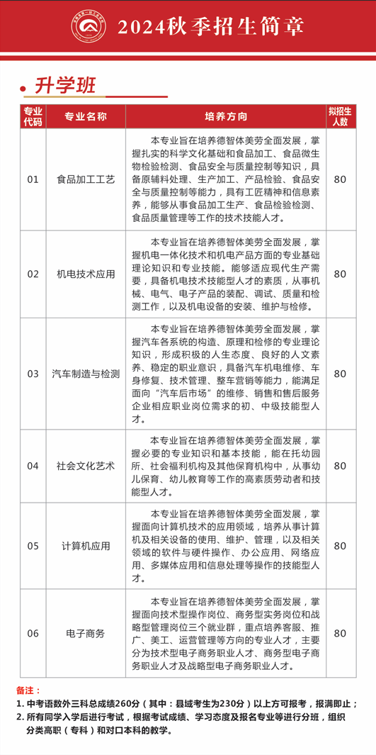 升學(xué)班招生計(jì)劃
