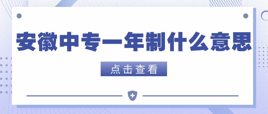 安徽中專一年制什么意思