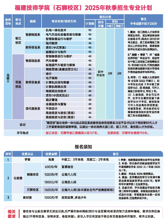 2026年參考！福建技師學(xué)院2025招生簡章
